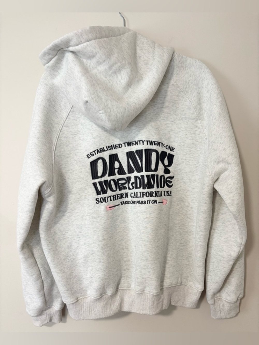 Dandy Worldwide Heart on My Sleeve Oversized Lux Hoodie in Heather Gray - Picture 2 of 7